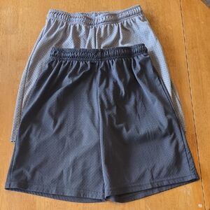 2 Piece Boys Athletic Mesh Shorts | Gray & Light Gray | Size XL (14-16)